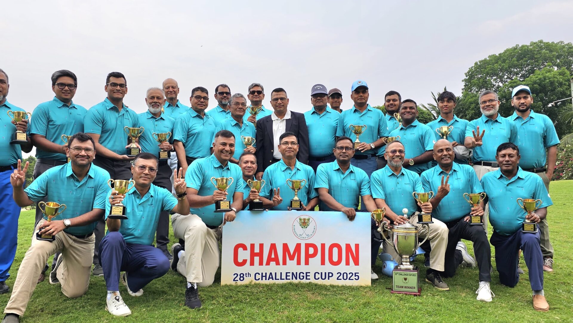 Team Kurmitola Golf Club celebrates their third consecutive victory at the 28th Challenge Cup 2025. A powerful display of unity, passion, and competitive excellence on home turf!
