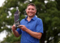 SUTTON COLDFIELD, ENGLAND - AUGUST 19: Daniel Slabbert of South Africa poses with the trophy following victory during the G4D Tour prior to the Betfred British Masters hosted by Sir Nick Faldo 2025 at The Belfry on August 19, 2025 in Sutton Coldfield, England. (Photo by Andrew Redington/Getty Images)