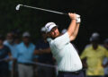 NEW DELHI, INDIA - OCTOBER 16: Shane Lowry of Ireland plays his second shot on the 3rd hole on day one of the DP World India Championship 2025 at Delhi Golf Club on October 16, 2025 in New Delhi, India. (Photo by Prakash Singh/Getty Images)