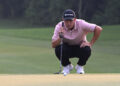NEW DELHI, INDIA - OCTOBER 18: Keita Nakajima of Japan lines up a putt on the 18th green on day three of the DP World India Championship 2025 at Delhi Golf Club on October 18, 2025 in New Delhi, India. (Photo by Prakash Singh/Getty Images)